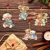 8Pcs DIY Bear Double Sided Special Shaped Diamond Painting Keychains