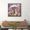 Umbrella Kitten - 11CT Stamped Cross Stitch 40*40cm
