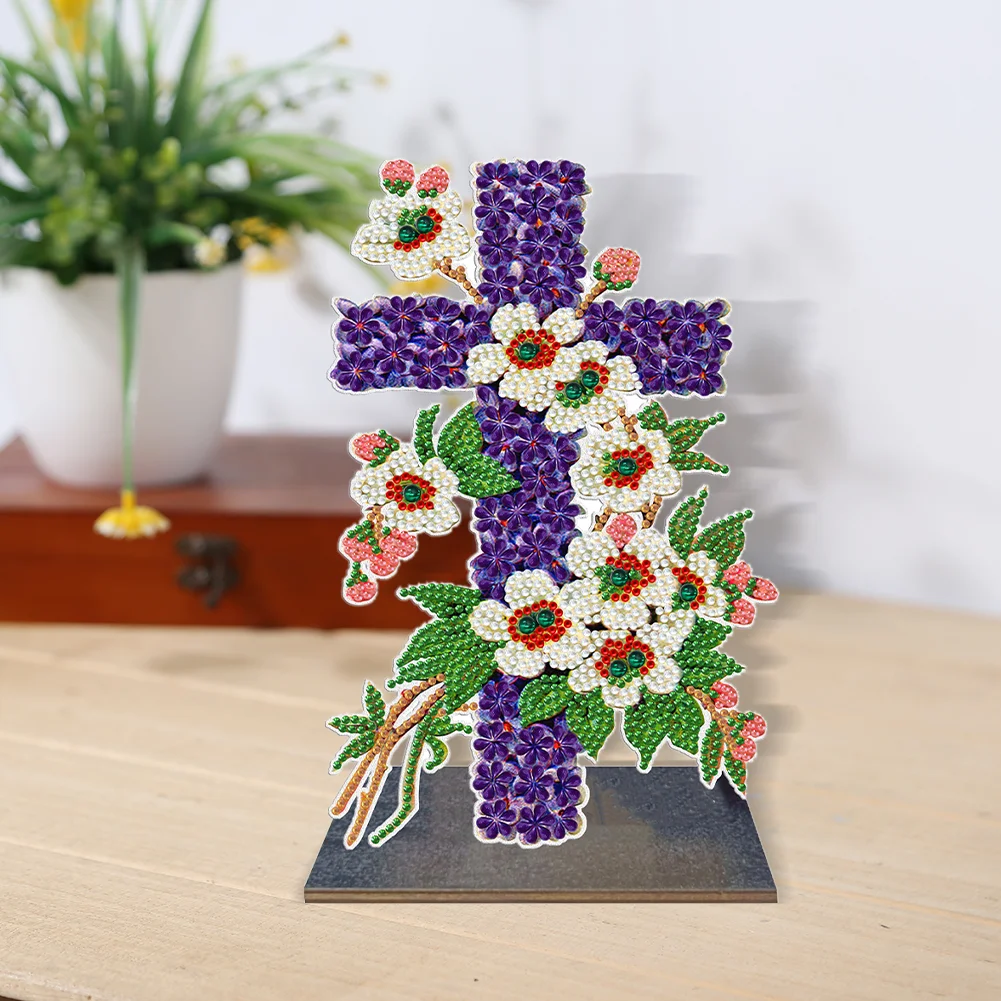 Cross DIY Diamonds Painting Ornaments Kids Gift Diamond Mosaic Ornament(Single-sided)