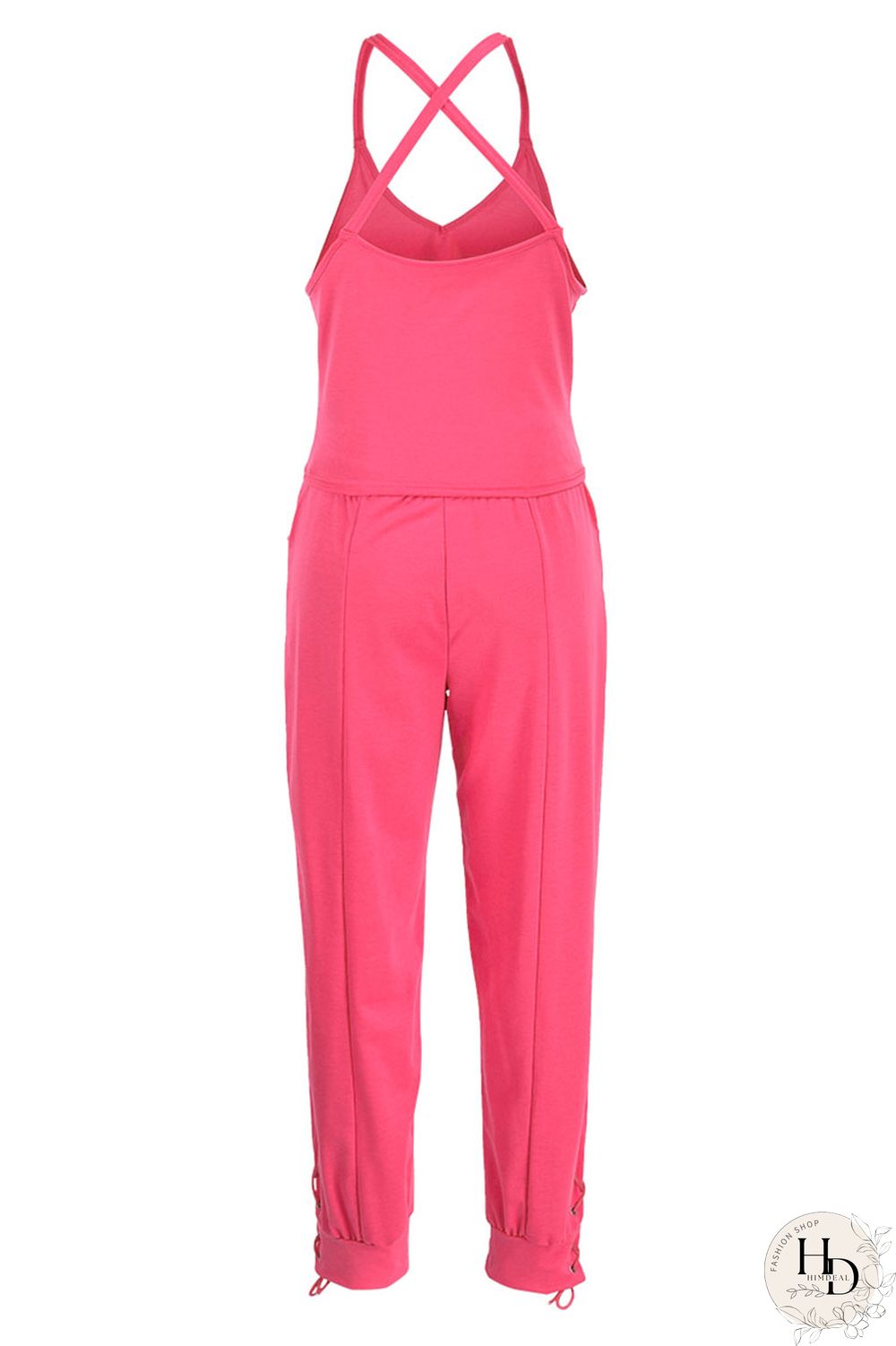 Red Casual Solid Split Joint Spaghetti Strap Sleeveless Two Pieces