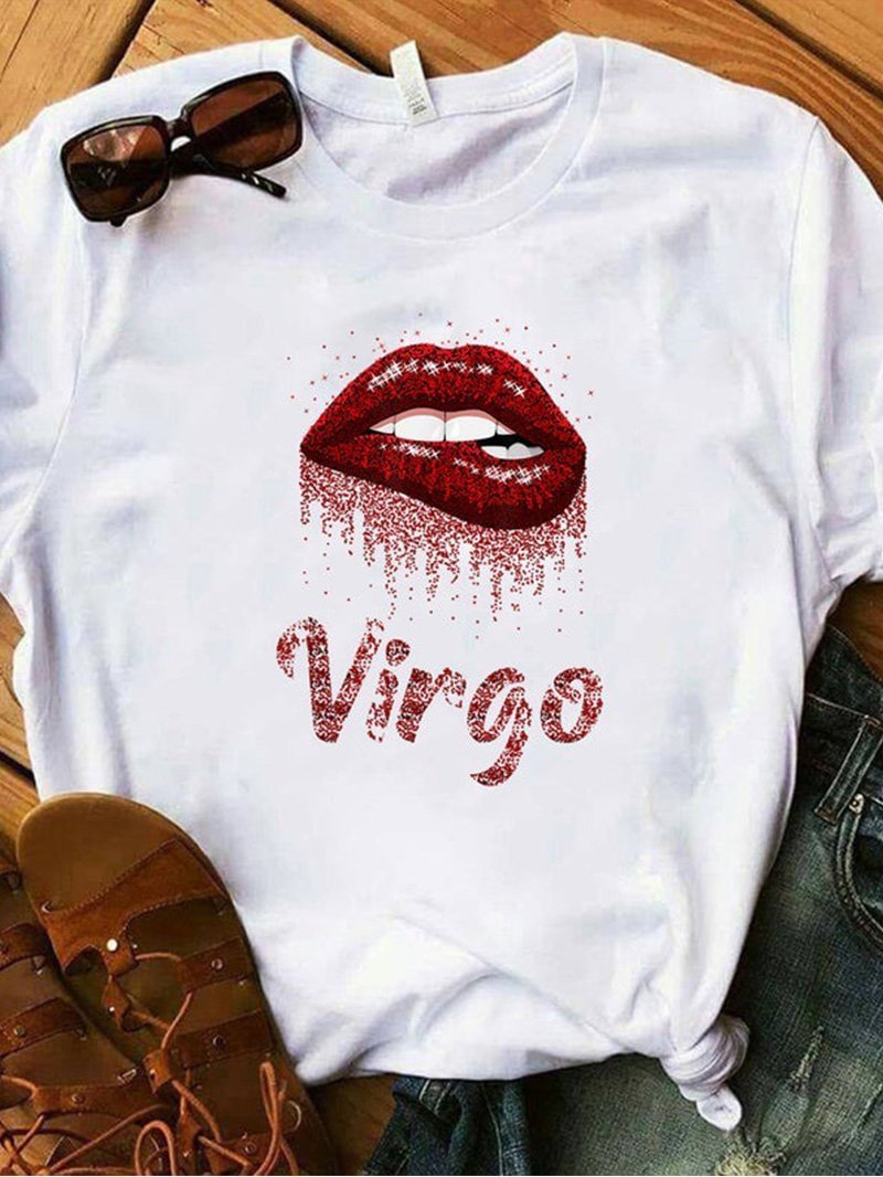 Lips Tee Fashion Print Short-sleeved T-shirt