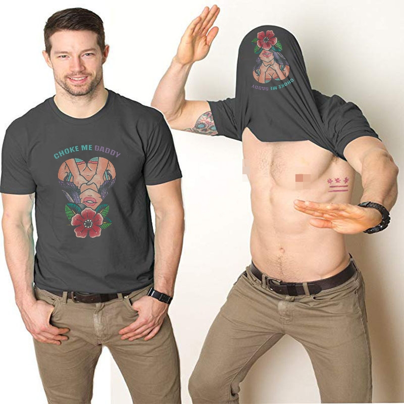 CHOKE ME DADDY Sexy Lady with Rose Double-Print Flip T-shirt