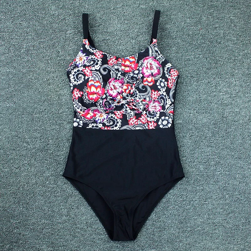 One Piece 2021 Swimwear Women Swimsuit Monokini Print Floral Bathing Suit Adjustable Shoulder Swimsuit Bodysuit Swimming Female