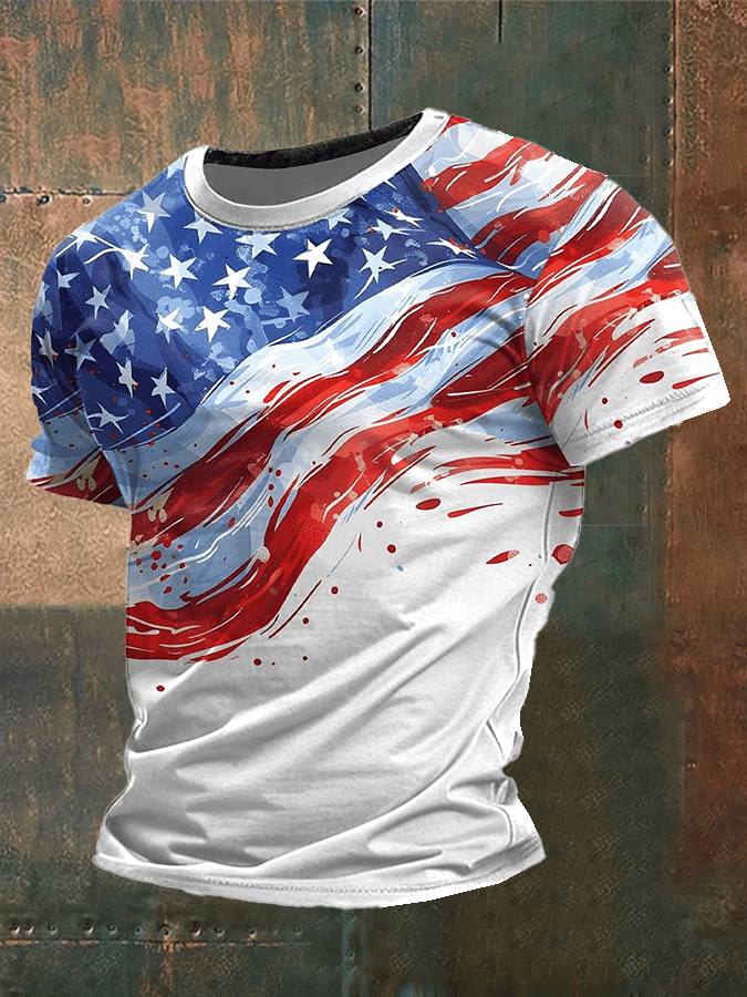 Men's Independence Day Printed Crew Neck T-Shirt 