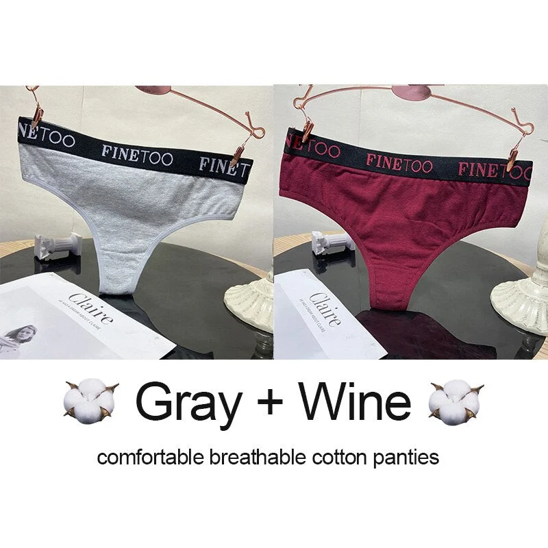 2PCS/Set Cotton Lingerie Women's Underwear Panties Sexy Thong Underpants Female Briefs Intimates G-String Pantys Cotton Panties