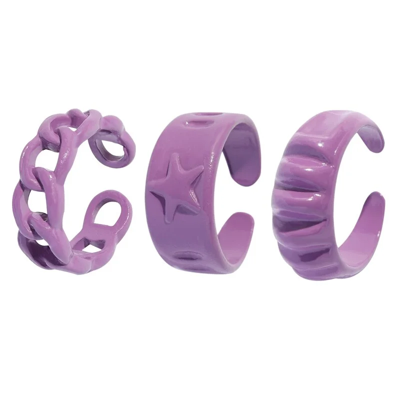 Dvacaman 2021 New INS Trendy Colorful Dripping oil Geometric Rings Candy Color Hand Painted Irregular Open Rings Female Jewelry