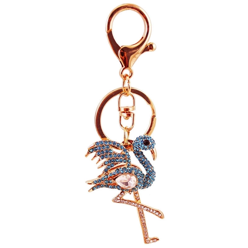 Alloy Rhinestone Red-crowned Crane Car Keychain