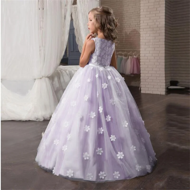 New Princess Girls Dress 2021 Summer Lace Bridesmaid Party Dress Flower Costume Kids Dresses For Girls Wedding Dress Vestido