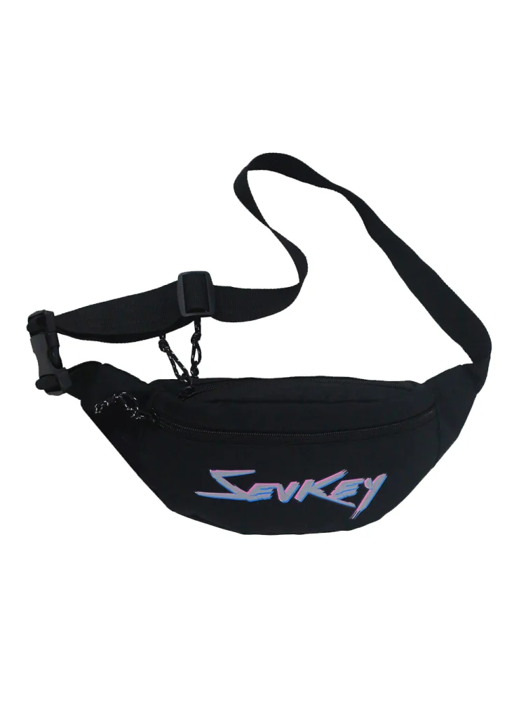 Waist Reflective Shoulder Bag Men Oxford Messenger Chest Purse (Black)
