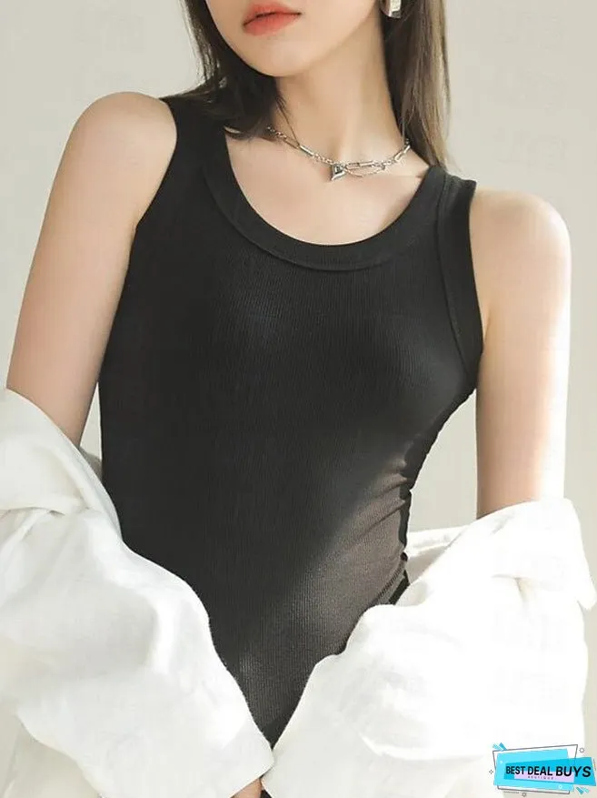 Women's Sportswear Polyester Commute Style Sleeveless Slim Tops