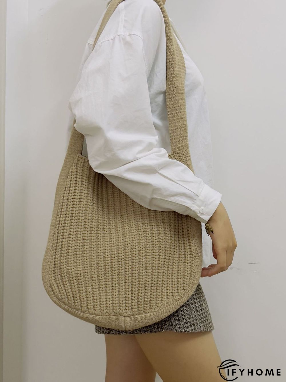 Solid Color Knit Large Capacity Shoulder Bag | IFYHOME