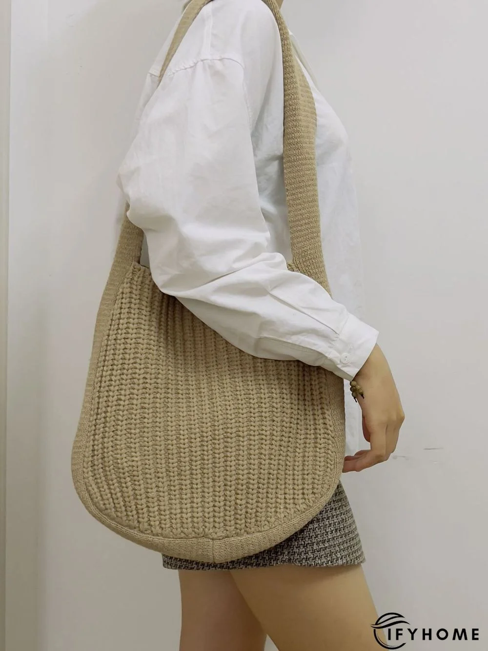 Solid Color Knit Large Capacity Shoulder Bag | IFYHOME