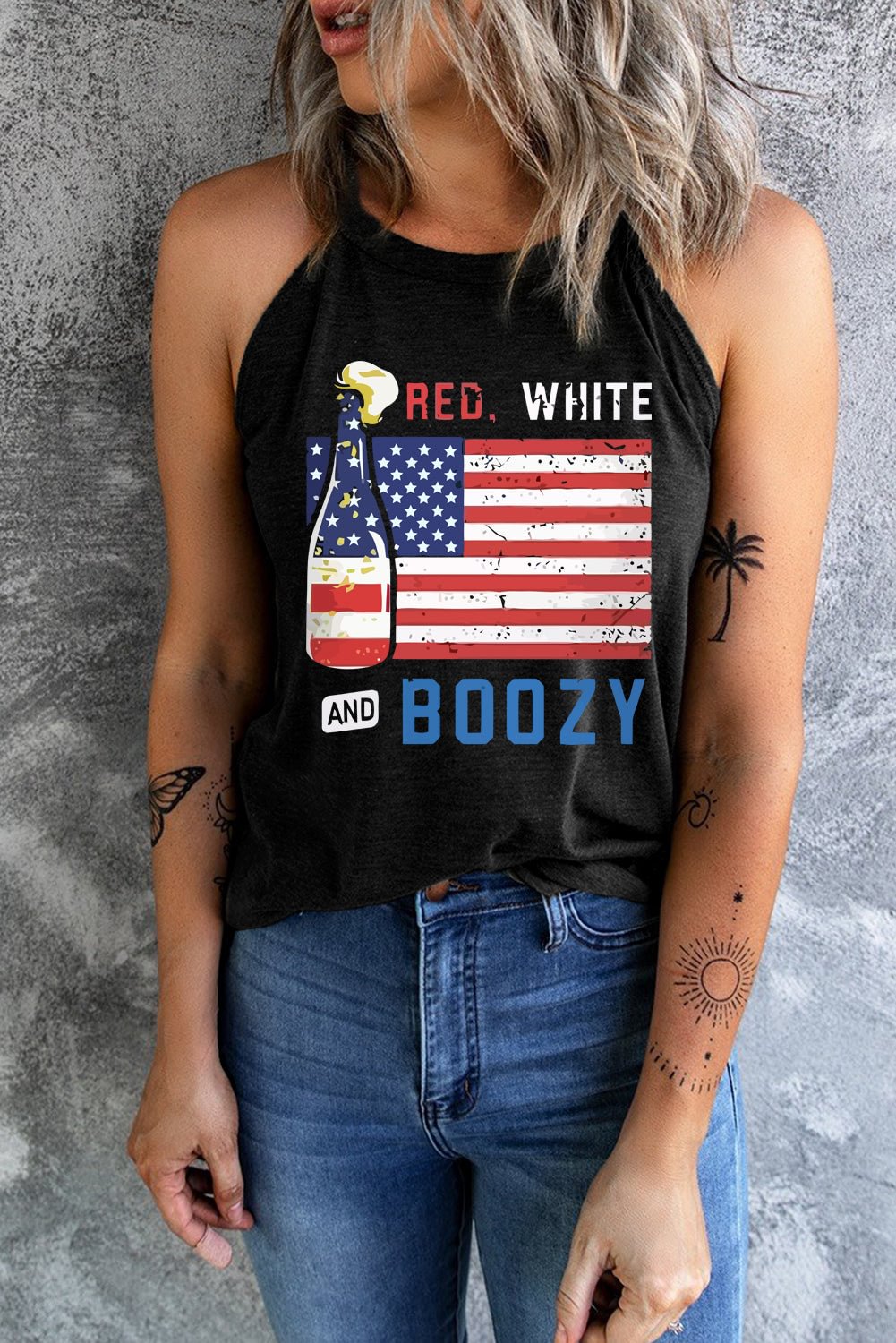 American Flag Red White And Boozy Beer Tank Top