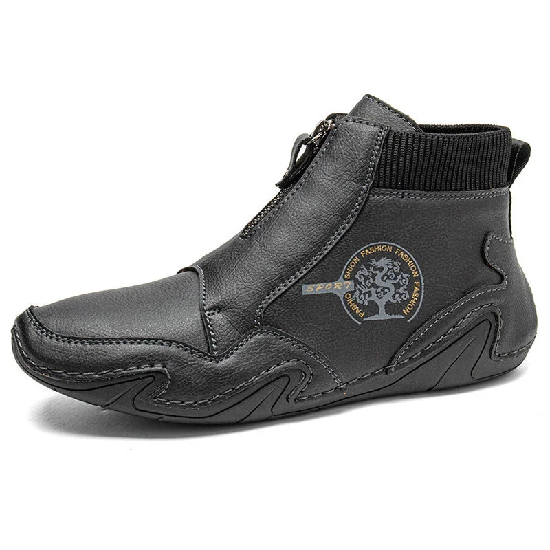 Men's Mid-top British Soft Sole Leather Shoes