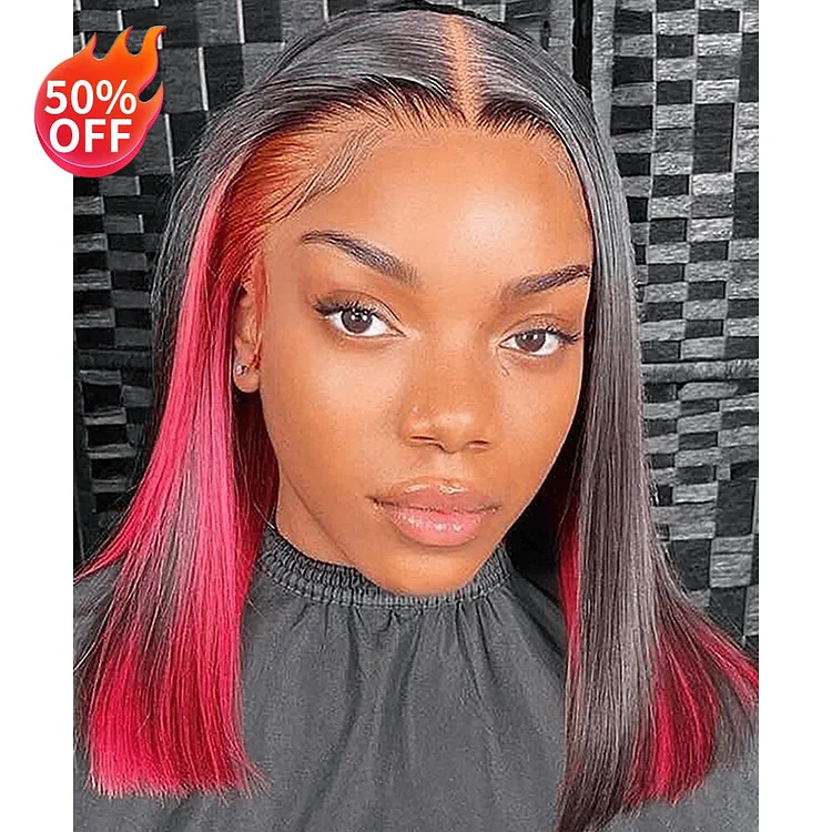 50% OFF Burgundy Red BOB | Transparent Lace | 150% Density