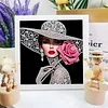 Lady Special Shape Partial Drill Dimond Art Paintings with Plastic Frame 17x17cm