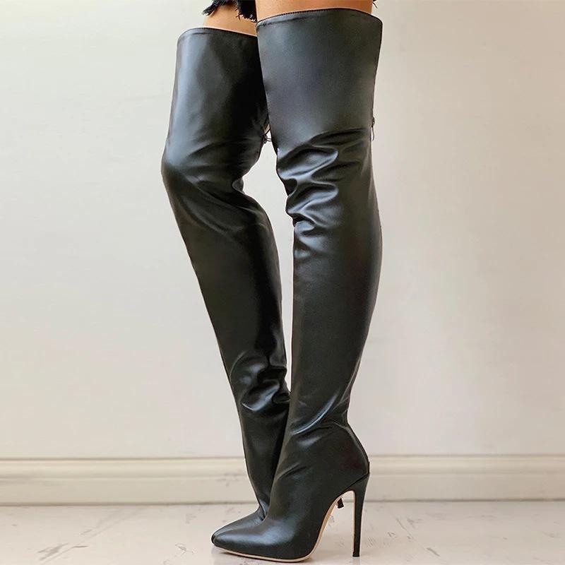 Women sexy back zipper stiletto over the knee boots