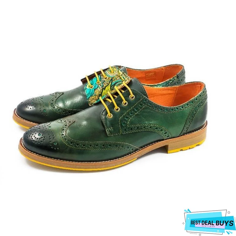 Handmade Paisley Pattern Oxford Leather Shoes