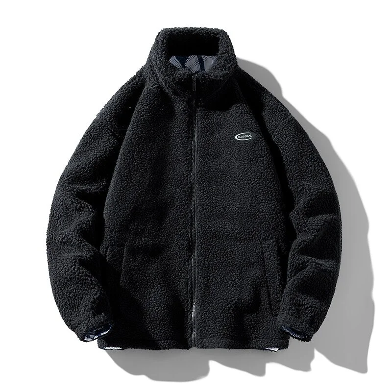 Aonga    Autumn Winter  Men's Jacket Vintage Lamb Oversize Couple's Coat Man Trench Coat Warm Zipper Men Clothing Windbreaker Jackets