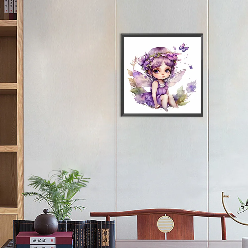 Full Round Diamond Painting 30*30cm - Purple Fairy