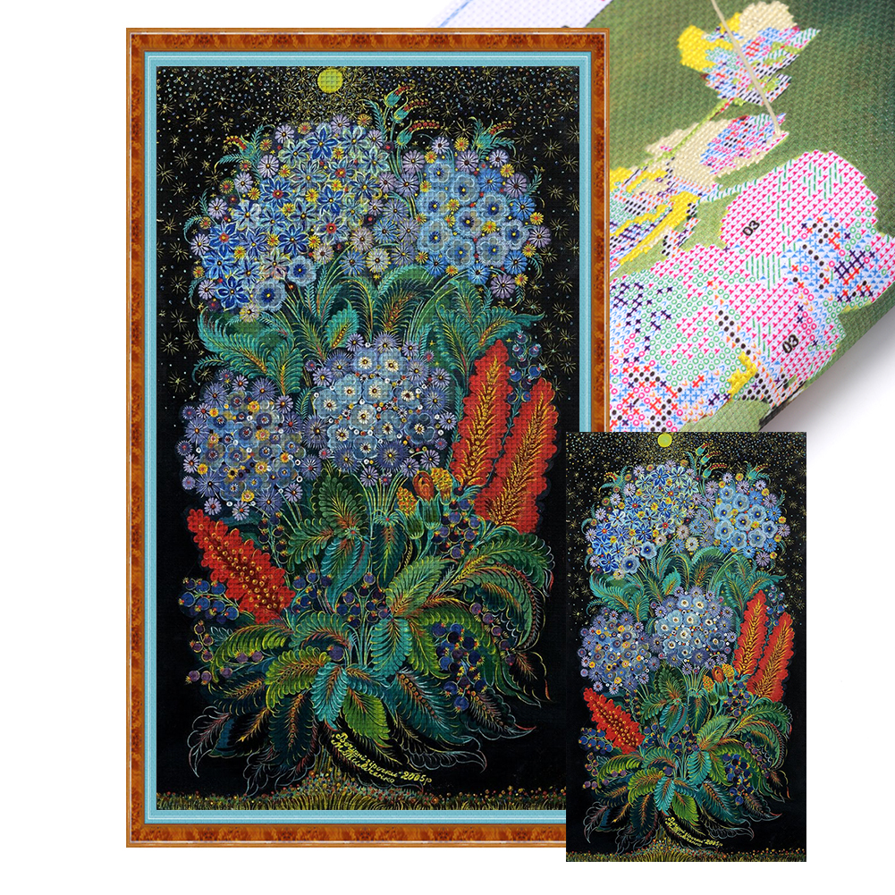 Retro Colorful Bouquet Full 14CT Pre-stamped Canvas(40*70cm) Cross Stitch