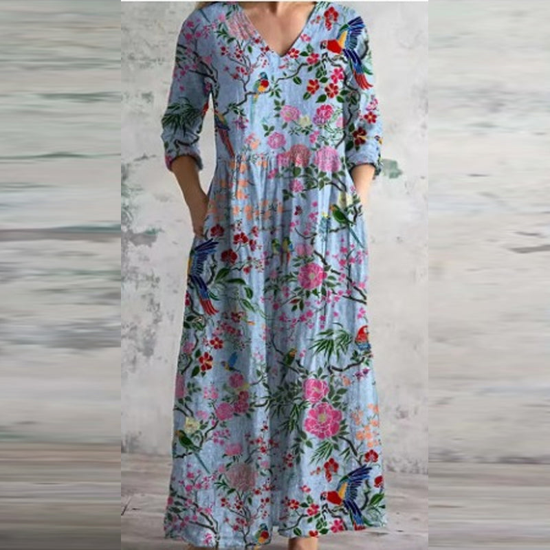 Vestido largo com decote em V
