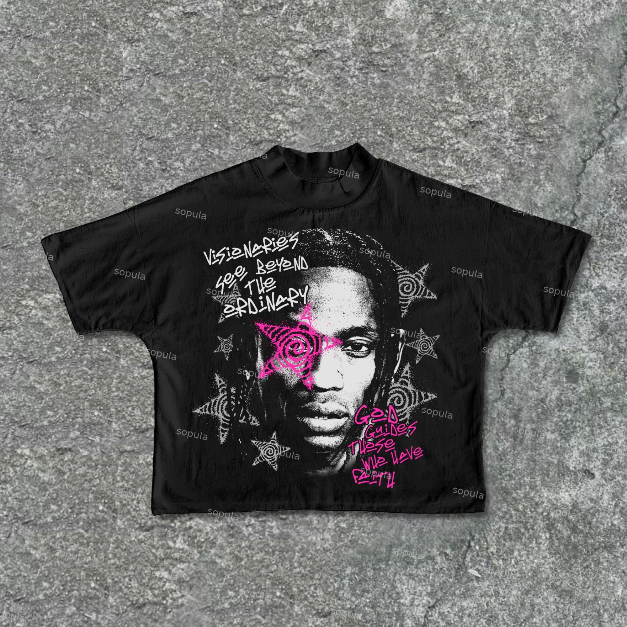 Sopula Ts Faith Star Graffiti Cotton Cropped T-Shirts - SOPULA