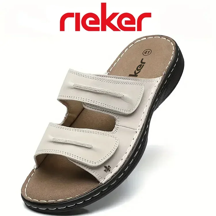 RIEKER Kožené sandály s otevřenou špičkou