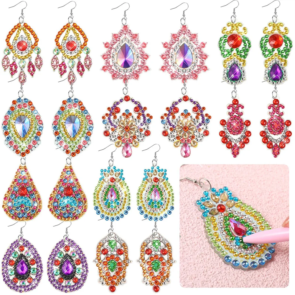 DIY 10 Pairs Double Sided Diamond Painting Earrings Gift for Women Girls