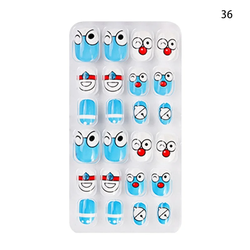 24PCS/box Children/adult Cartoon Candy Fake Nails Full Coverage Self-adhesive Nail Polish Cute Girl Manicure Decoration CL02