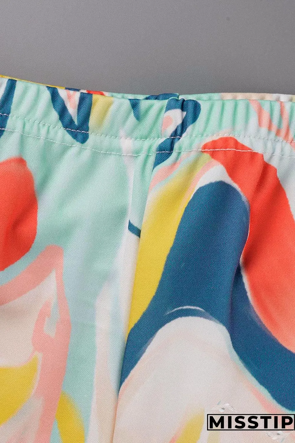 Orange Yellow Casual Print Patchwork Turndown Collar Plus Size Two Pieces