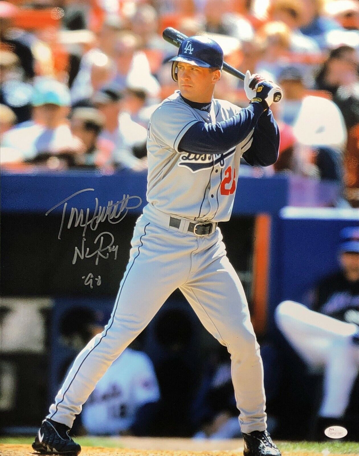 Todd Hollandsworth Signed Dodgers Baseball 16x20 Photo Poster painting NL ROY 96