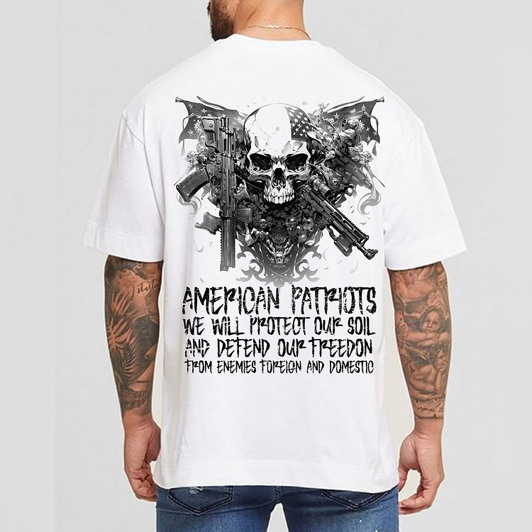 American Patriots We Will Protect Our Soil Men's Short Sleeve T-shirt-Cosfine