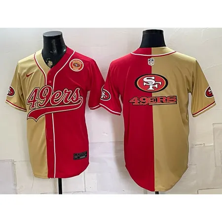 Men's San Francisco 49ers Red Split Cool Base Stitched Baseball Jersey BGPS