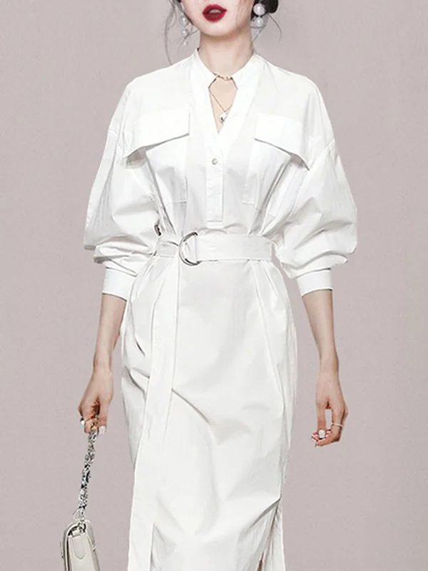 Ethereal Elegance: Long Sleeves Loose See-Through Split-Joint Split ...