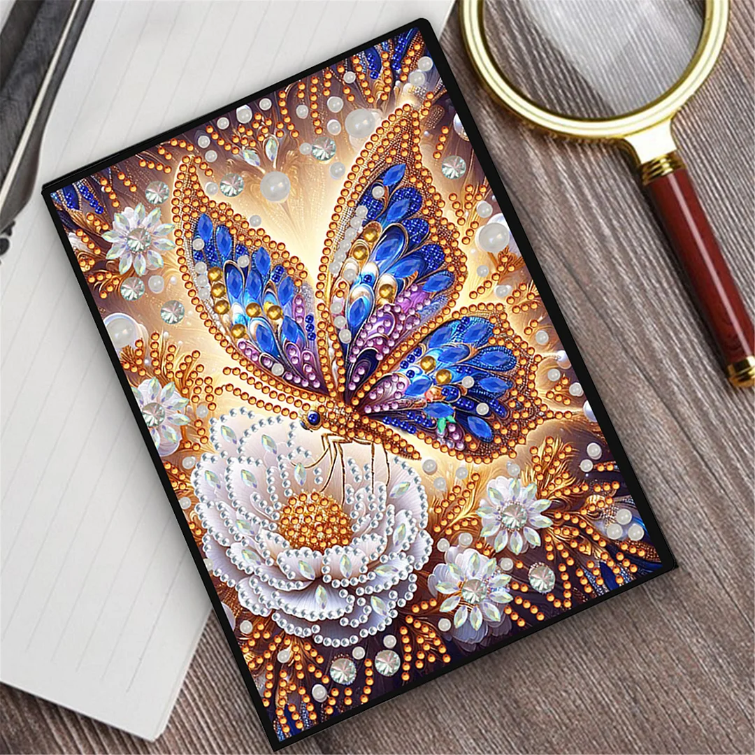 DIY Flower Diamond Painting Journals Notebooks 50 Pages A5 No Lines Special Shaped Diamond Art Kits for Beginners Craft Lovers and Artists (Butterflies Flowers)
