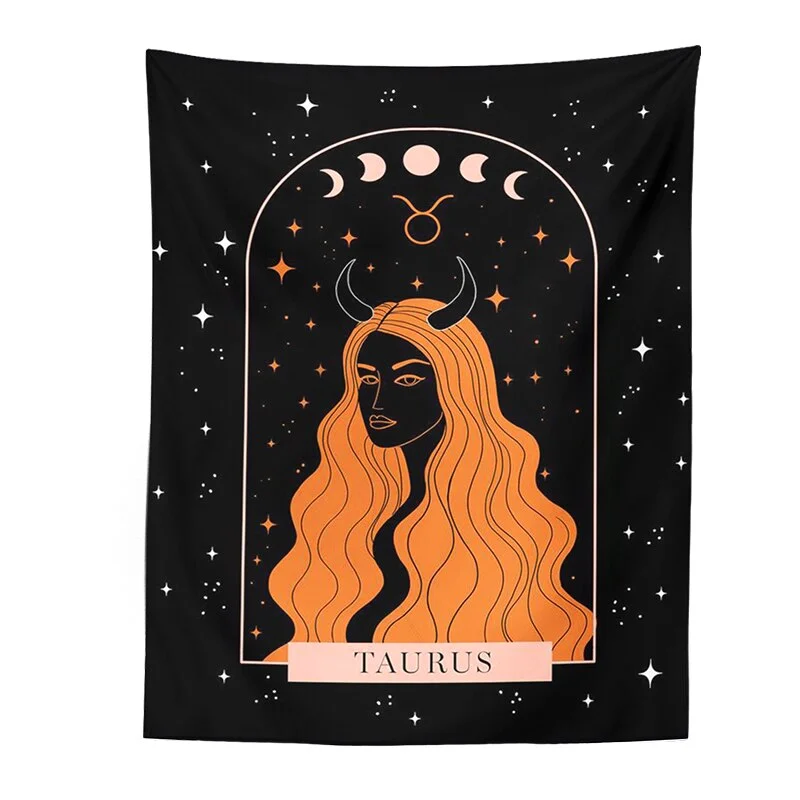 Tarot Tapestry Constelation Tapestry Moon Phase Girl Mandala Wall Hanging black Astrology Divination Beach Mat Boho Wall Decor