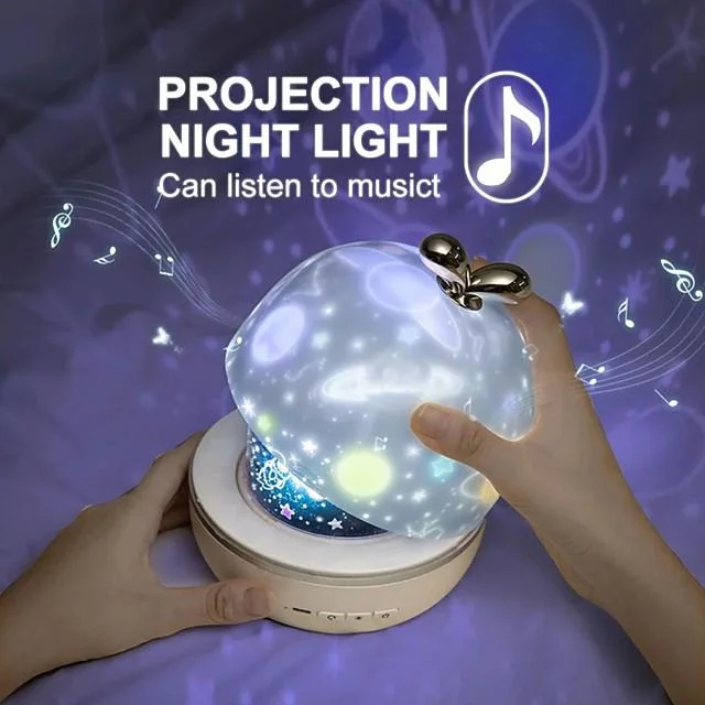 Music Projector Night Light With  Speaker Chargeable Universe Starry Sky Rotate LED Lamp Colorful Flashing Star Kids Baby Gift