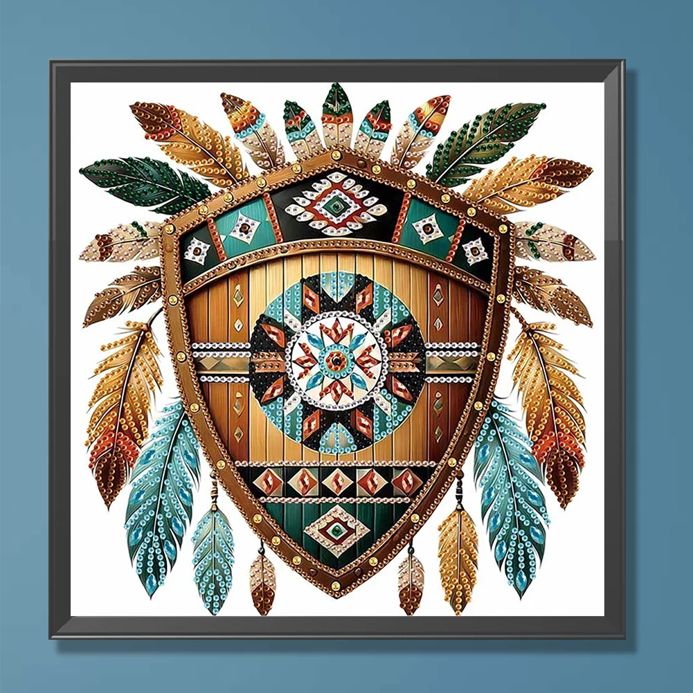 Diamond Painting - Partial Special Shaped Drill - Indian Shield(Canvas|30*30cm)