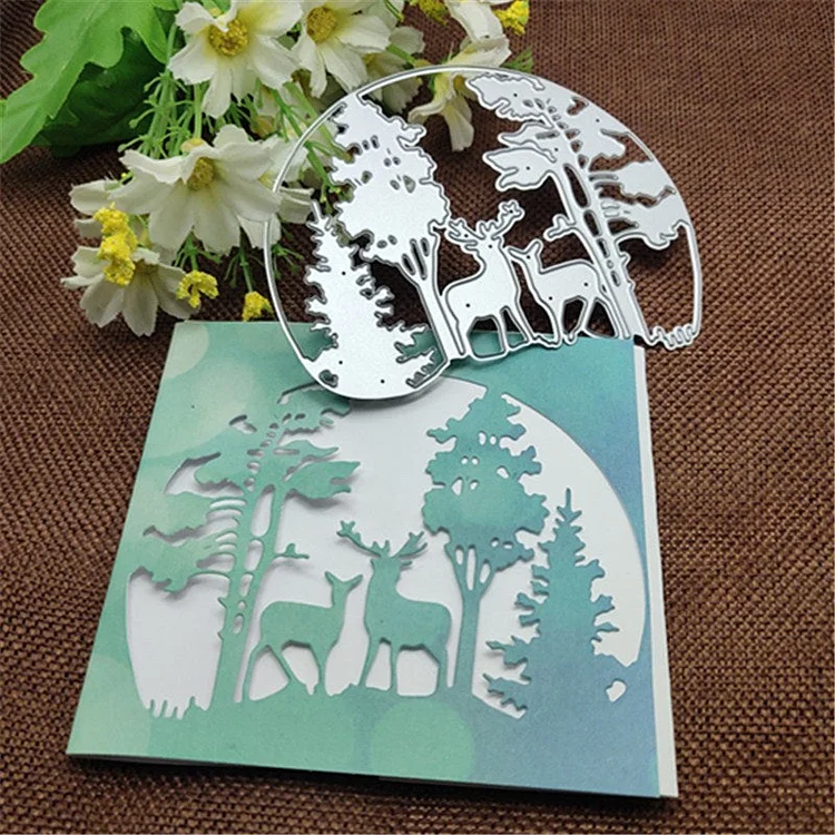 Christmas Tree Animal Deer Frames Metal Cutting Dies Stencils Die Cut for DIY Scrapbooking Album Paper Card