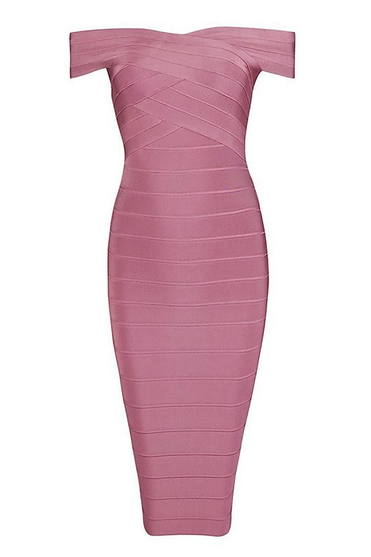 Pink Off-the-shoulder Short Bandage Dress - BlackFridayBuys