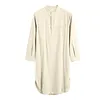 Men's Cotton Long-Sleeved Ethnic Costumes Solid Color Long Shirt Loose Robe