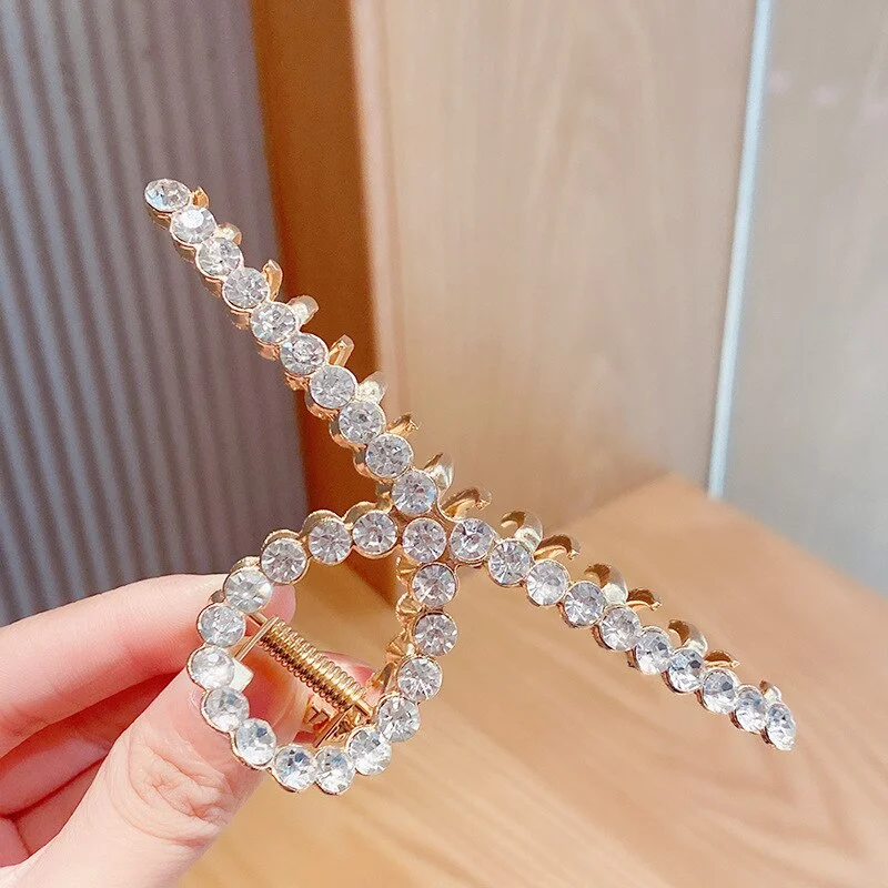 New Women Elegant Luxury Crystal Pearls Geometric Big Metal Hair Claws Sweet Headband Hair Clip Hairpin Fashion Hair Accessories