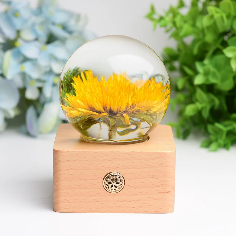 1 Set Resin Sphere with Sunflower Touch-sensitive Switch Lamp Free Form for