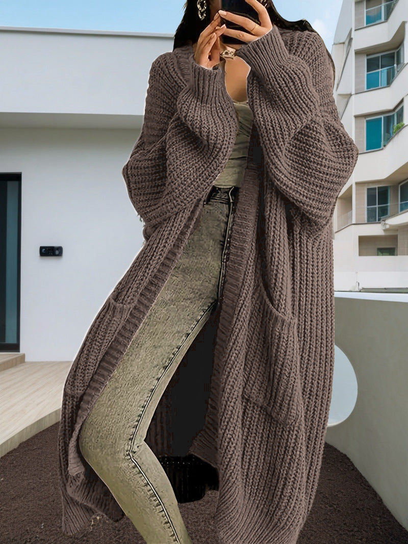 Aiertu comfy outfits winter Autumn and Winter Lazy Style Long Sweater Coat Women's Loose Bottoming Long Sleeve Knitted Cardigan aiertu