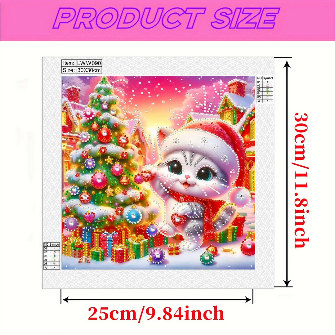 Christmas Cat - Diamond Painting - Partial Special Shaped Drill(Canvas|30*30cm)