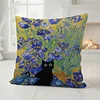 Van Gogh Iris Flower Cross Stitch Pillow Cover Kit 11CT Stamped 3-Strand Embroidery 45x45cm