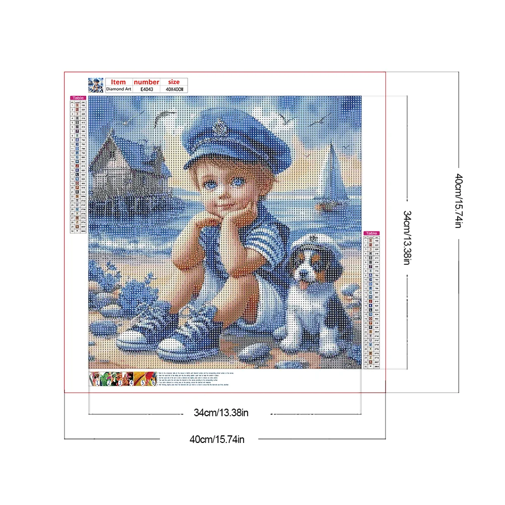 Diamond Painting - Full Round Drill - Blue Boy Dog(Canvas|40*40cm)
