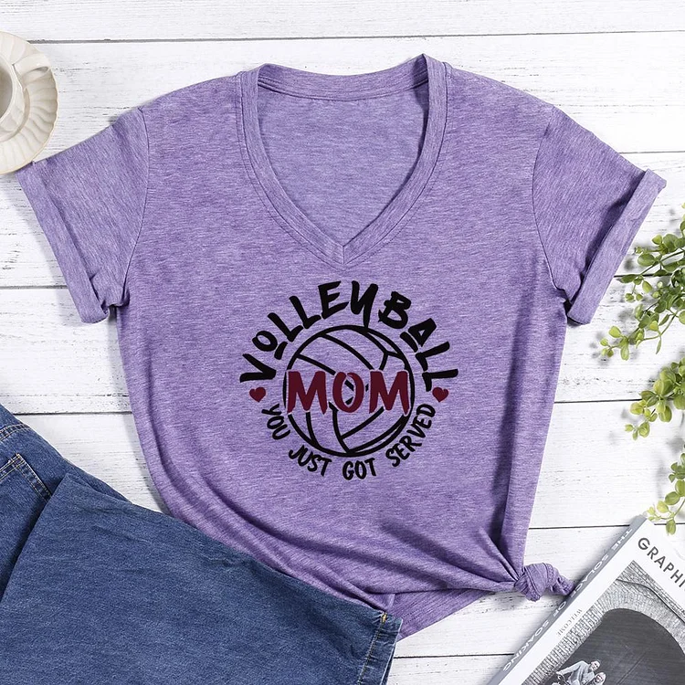 Volleyball mom V-neck T Shirt