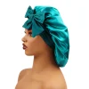 Large Double Layers Satin Hat Plain Colors Elastic Ribbon Cap
